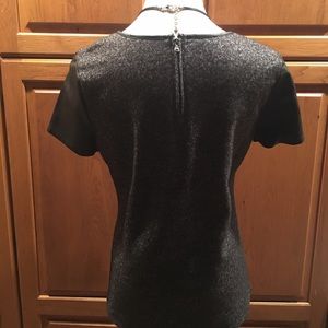 Talbots Chic Wool Blend Faux Leather Top